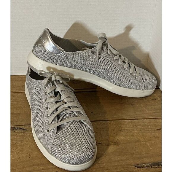 COLE HAAN Grandpro Tennis Stitchlite Sneaker Metallic Silver Women's 9B - Picture 1 of 6